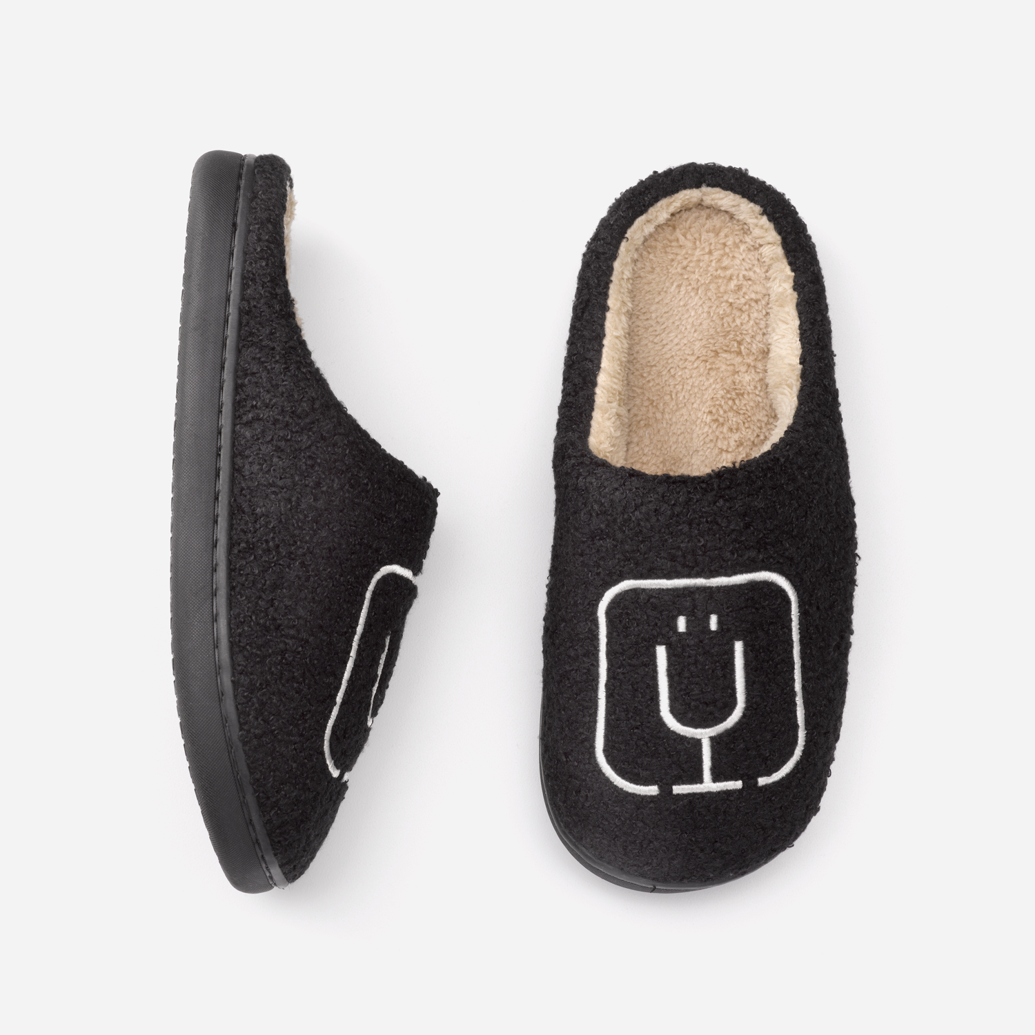 brumate-fuzzy-slippers-black-k2 apparel-slippers-above.png